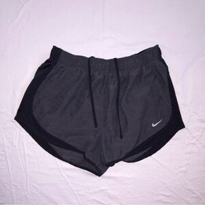 Nike Dri-FIT Women's Athletic Running Shorts Black Gray Drawstring Elastic Waist